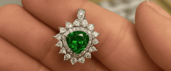 925 Ayar Gümüş Zümrüt Yeşili Kalp Kesim Zirkon Taşlı Yüzük