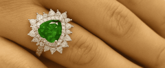 925 Ayar Gümüş Zümrüt Yeşili Kalp Kesim Zirkon Taşlı Yüzük