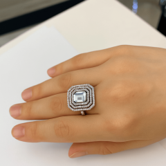 925 Ayar Gümüş Baget Kesim Çok Sıralı Zirkon Taşlı Yüzük