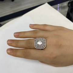 925 Ayar Gümüş Baget Kesim Çok Sıralı Zirkon Taşlı Yüzük