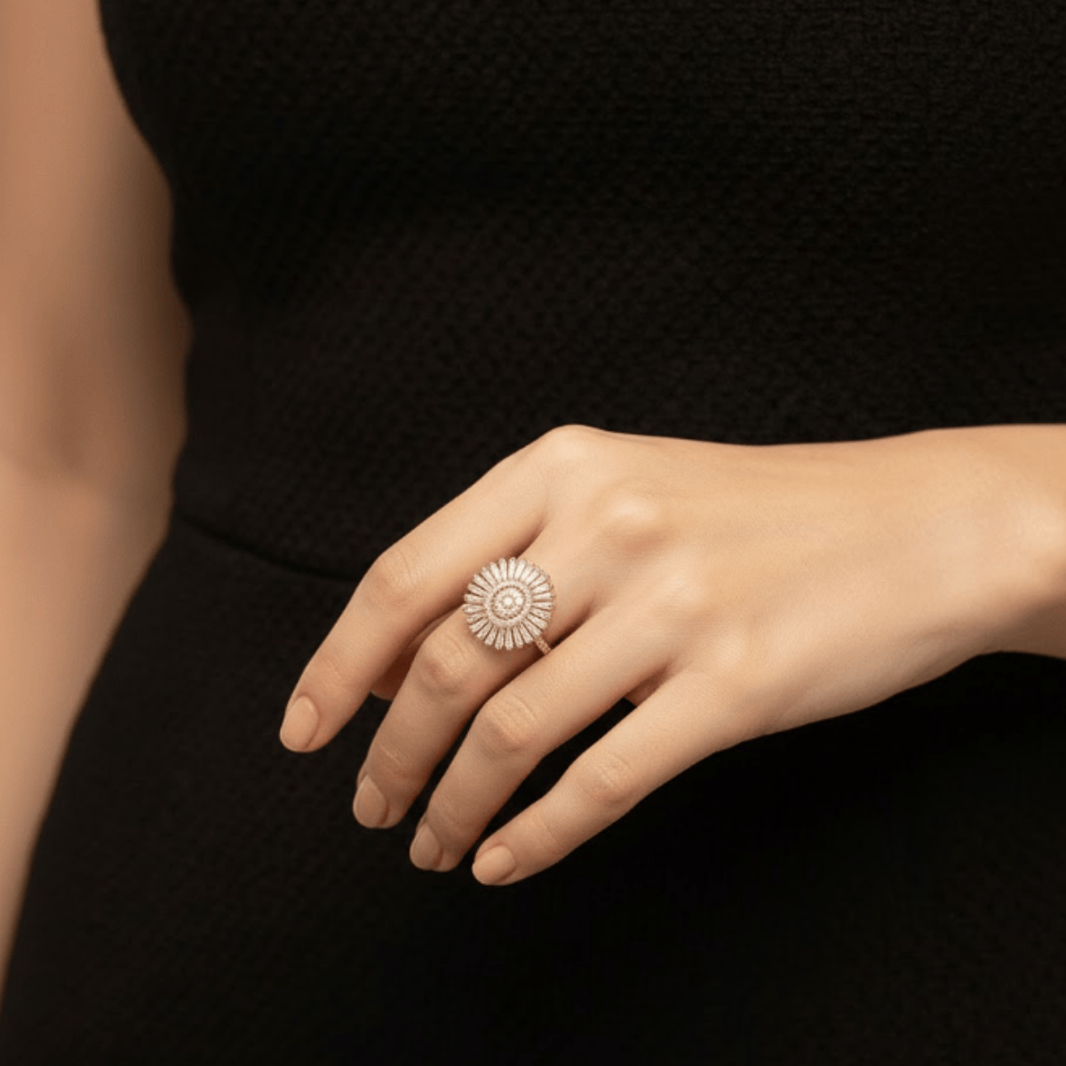 925 Ayar Gümüş Güneş Işığı Formunda Yüzük