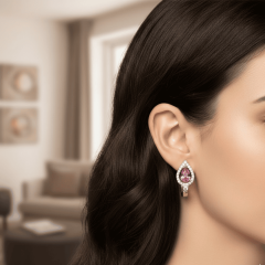 Damla Model Pembe Taşlı Zarif Kadın Küpe