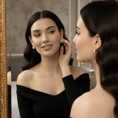 Geometrik Örümcek Ağı Tasarımlı Taşlı Sallantılı Kadın Küpe