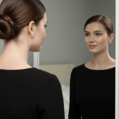 Zirkon Taşlı Çiçek Model Kırmızı Taşlı Gümüş Renk Küpe