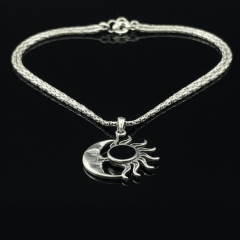 925 Ayar Gümüş Güneş ve Ay Figürlü Oniks Taşlı Erkek Kolye