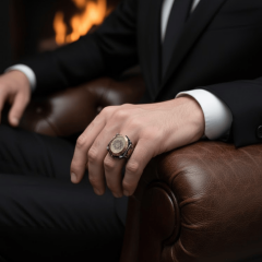 925 Ayar Gümüş Mühr-ü Süleyman İşlemeli Erkek Yüzük