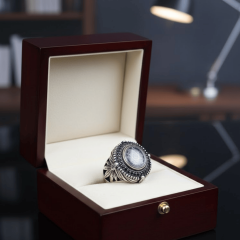 925 Ayar Gümüş Geleneksel Mühür Motifli Erkek Yüzük