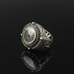925 Ayar Gümüş Geleneksel Mühür Motifli Erkek Yüzük